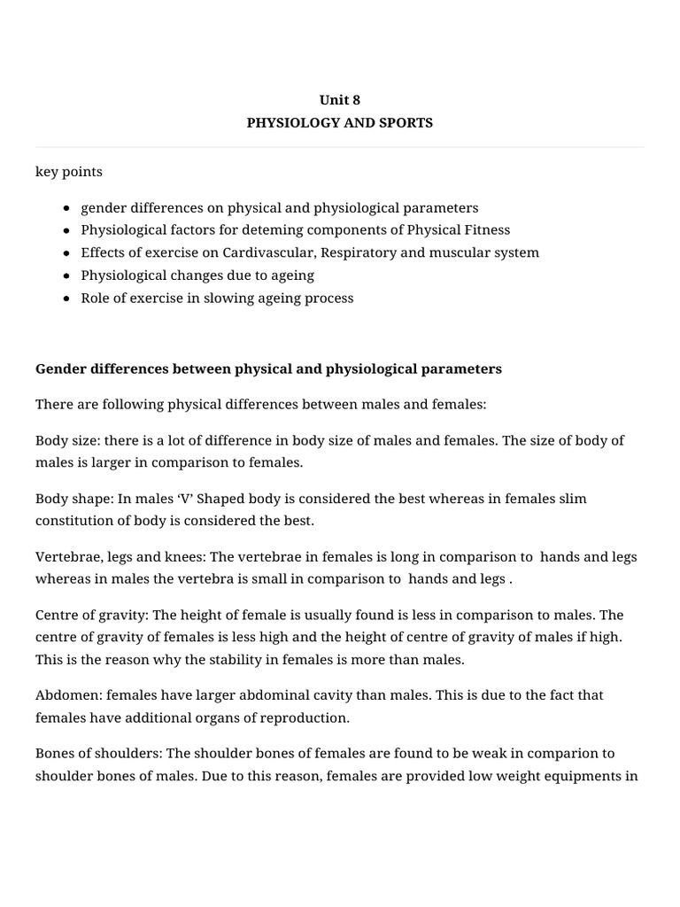 Unit 8 - Physiology & Injuries in Sports | PDF | Skeletal Muscle ...