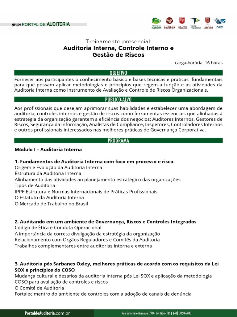 Auditoria Controle Interno e Gestão de Riscos 1 | PDF | Auditoria ...