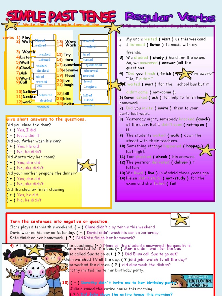 Past Simple Tense Practice Exercises | PDF | Grammar | Linguistics