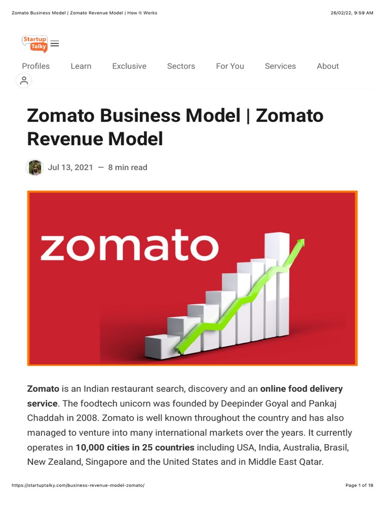 Zomato Business Model Zomato Revenue Model How It Works PDF