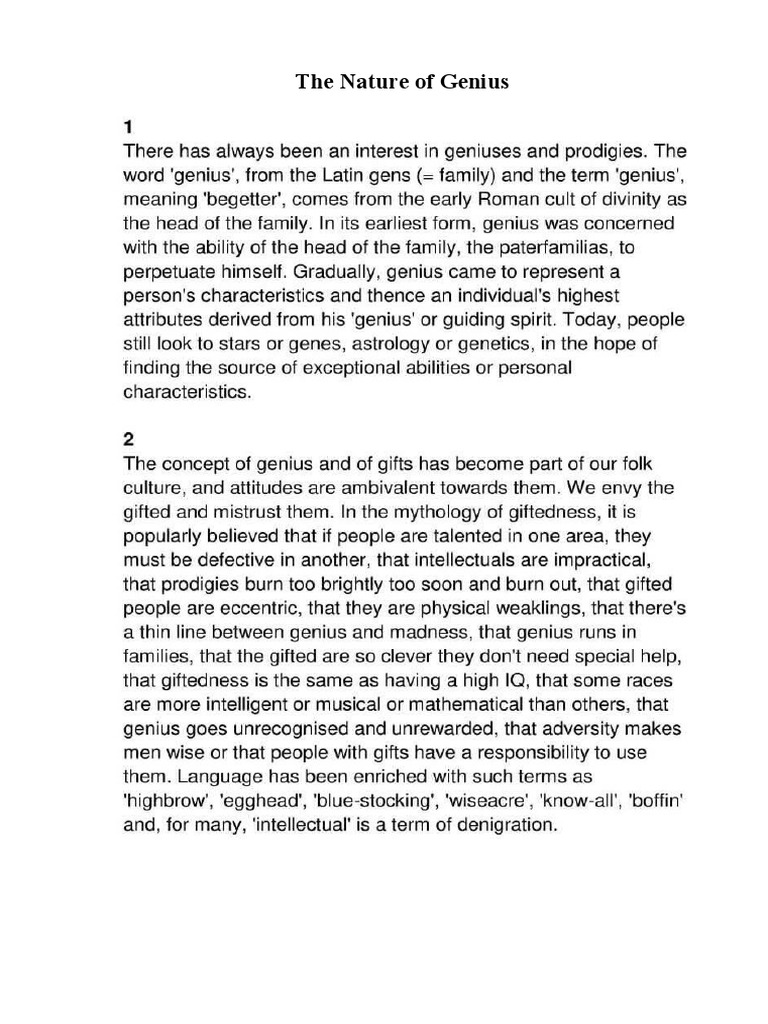 The Nature of Genius | PDF