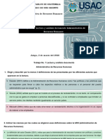 Trabajo No. 1 Lectura y Análisis Documento Administrativo de Recursos Humanos