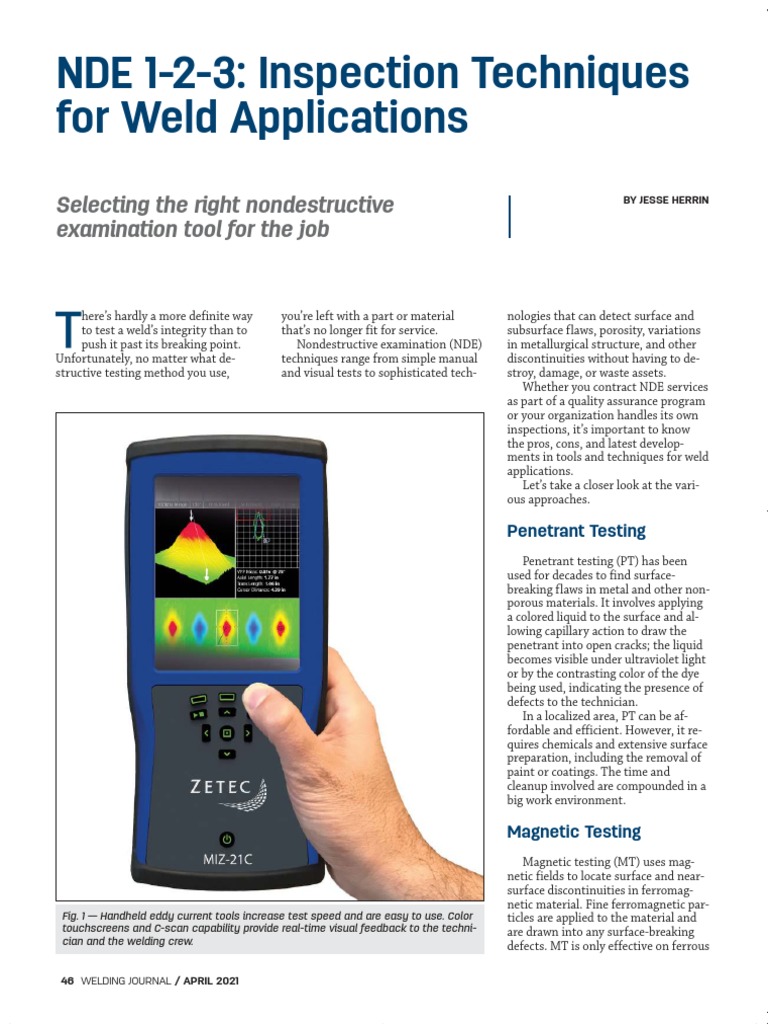 NDE 1-2-3 Inspection Techniques - Zetec | PDF | Nondestructive Testing ...