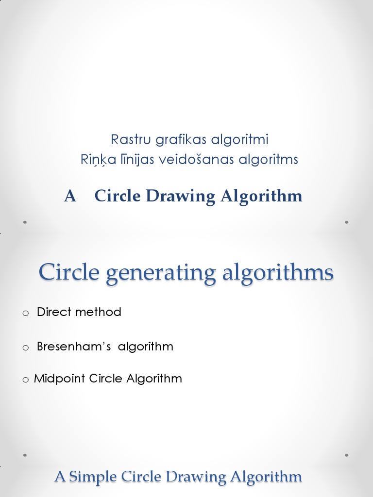 A Circle Drawing Algorithm: Rastru Grafikas Algoritmi Riņķa Līnijas ...