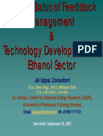 Present Status of Feedstock Management & Technology Developments in Ethanol Sector