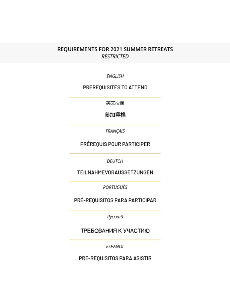 Prerequisites All Events | PDF