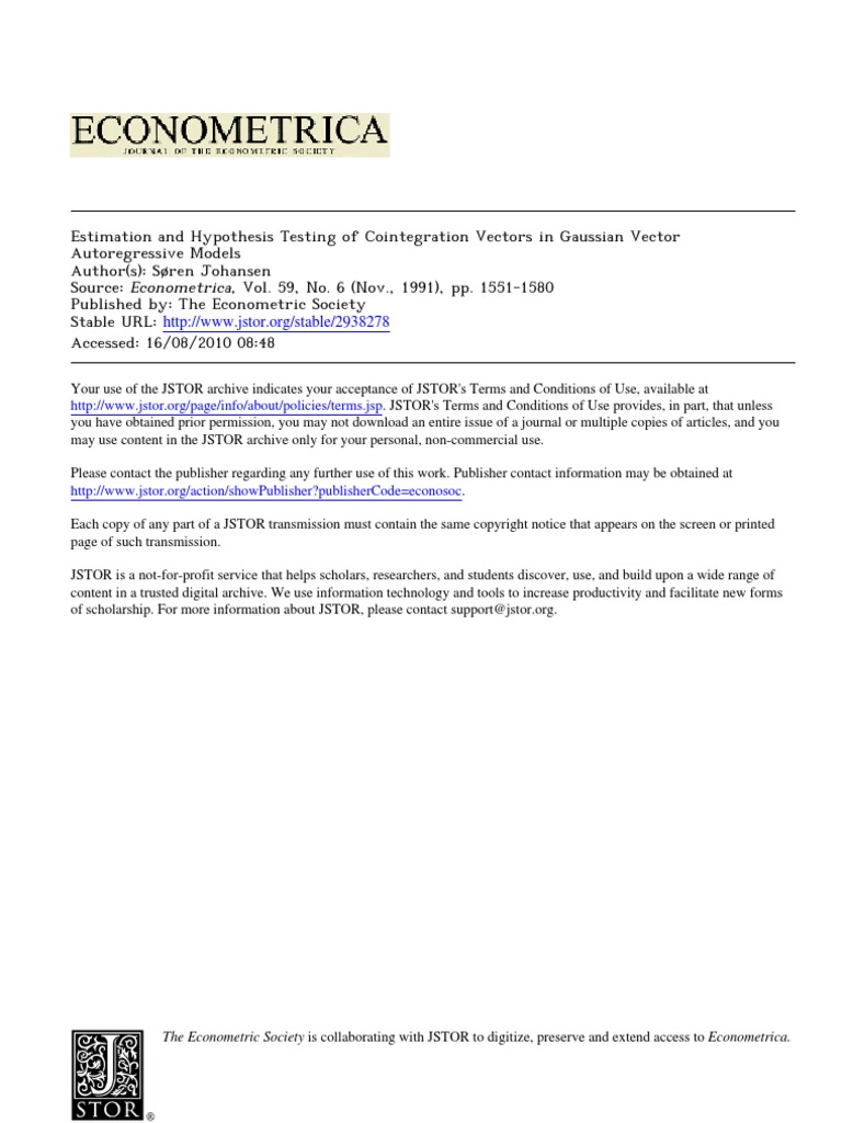 Estimation and Hypothesis Testing of Cointegration Vectors in Gaussian ...