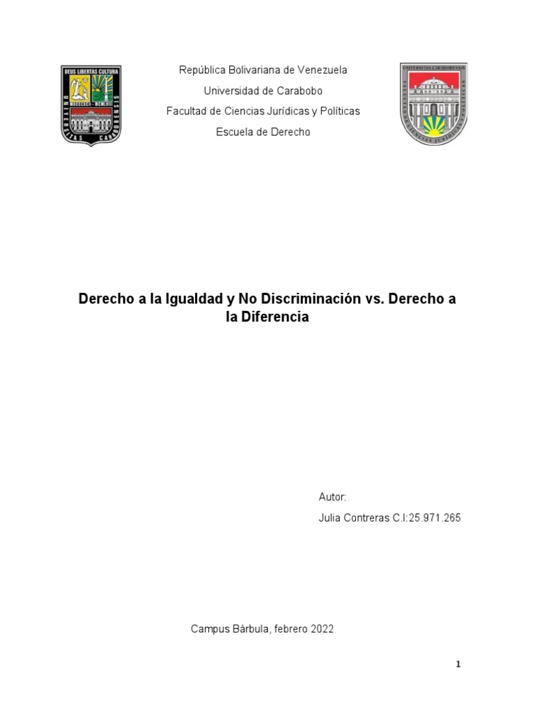 Derecho A La Igualdad y No Discriminación Vs | PDF | Estudios de género ...