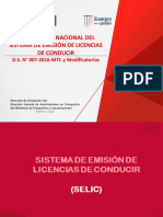 REGLAMENTO NACIONAL DEL SISTEMA DE EMISIÓN DE LICENCIAS DE CONDUCIR - D.S. #007-2016-MTC y Modificatorias