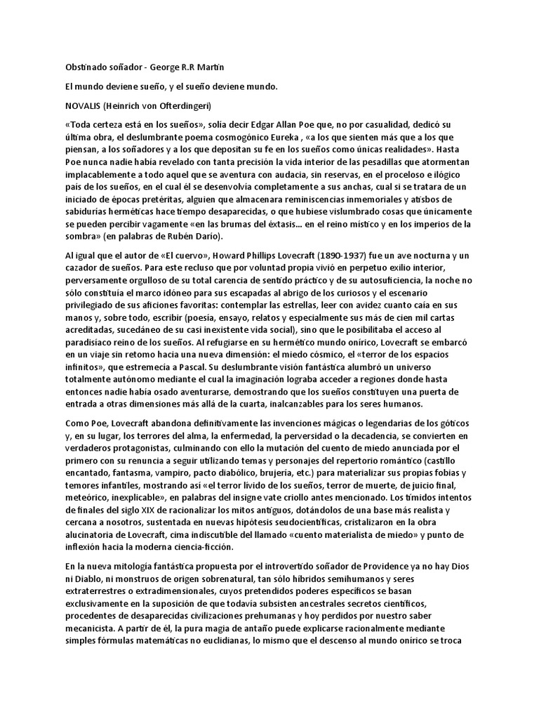 Poe y Lovecraft: Maestros del Terror Onírico | PDF | HP Lovecraft ...