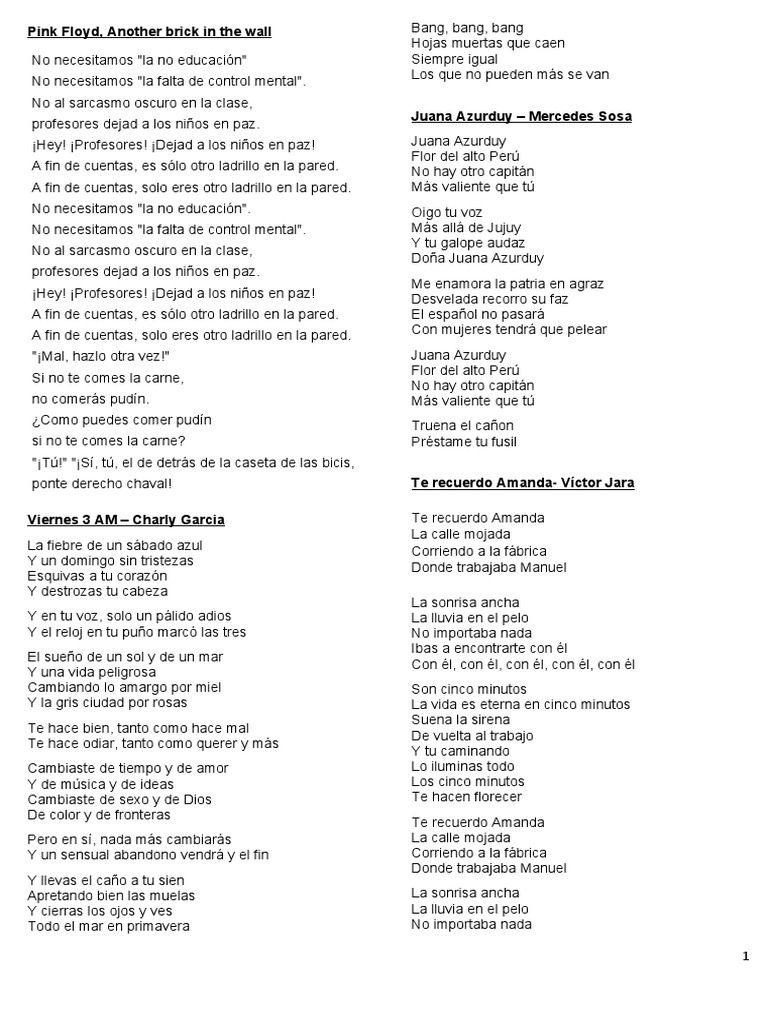 canciones letras prohibidas de la dictadura | PDF