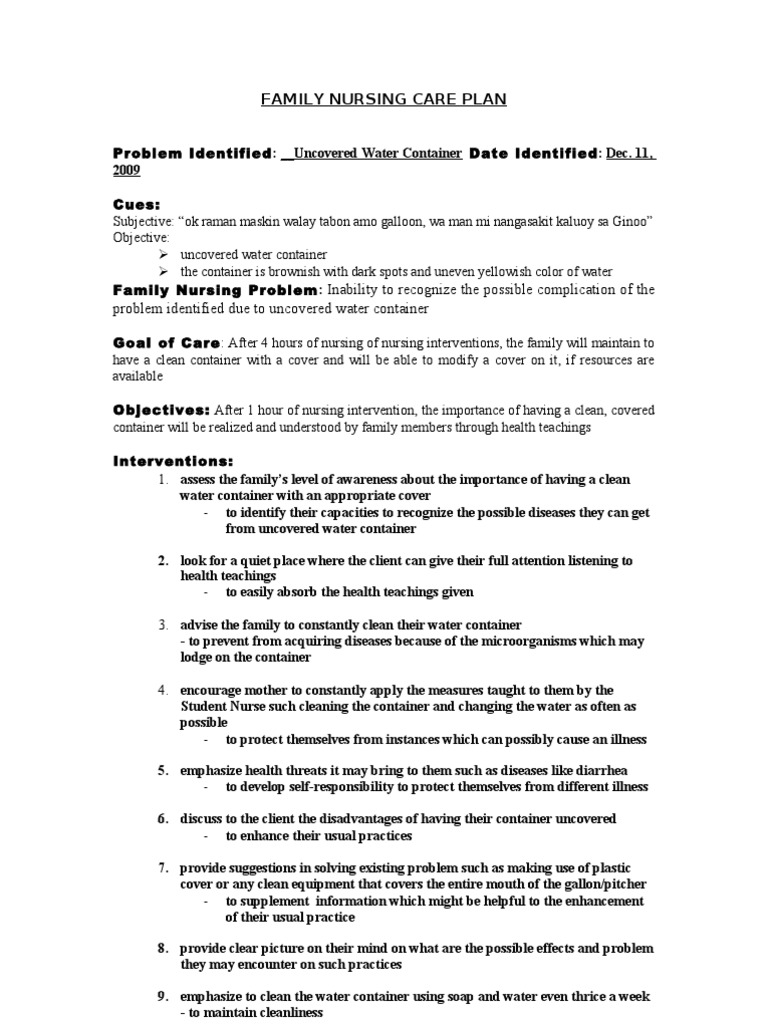 Family Nursing Care Plan | Download Free PDF | Nursing | Health Care