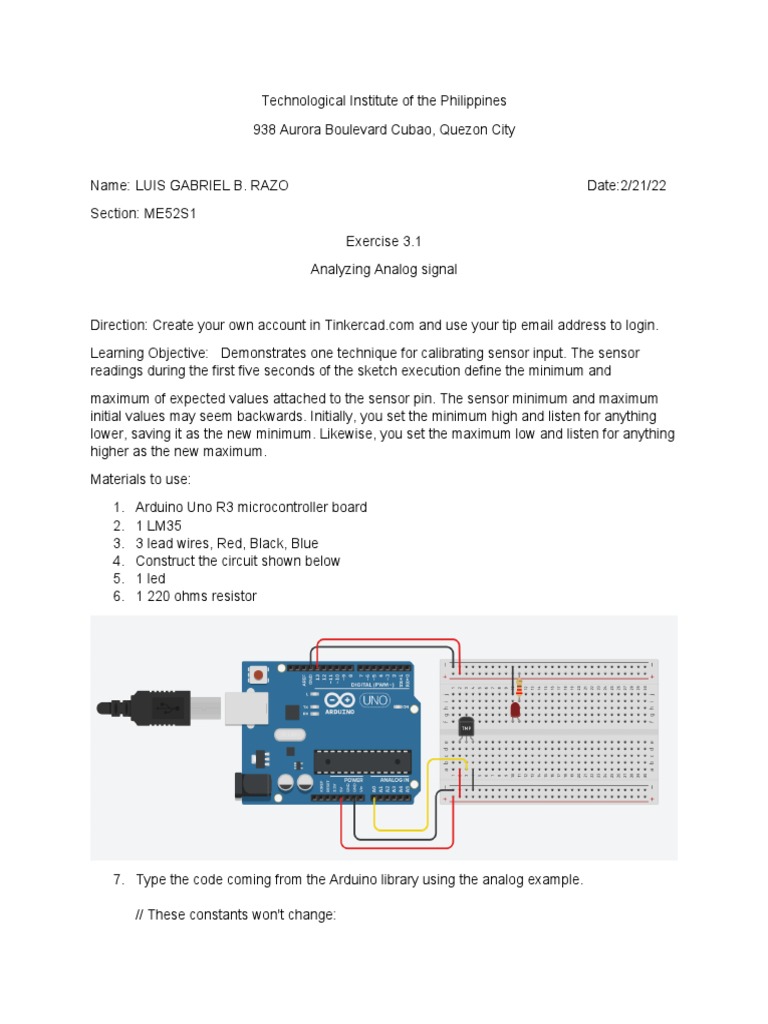 RAZO Exercise 4 Calibration of Temperature Sensor PDF Sensor