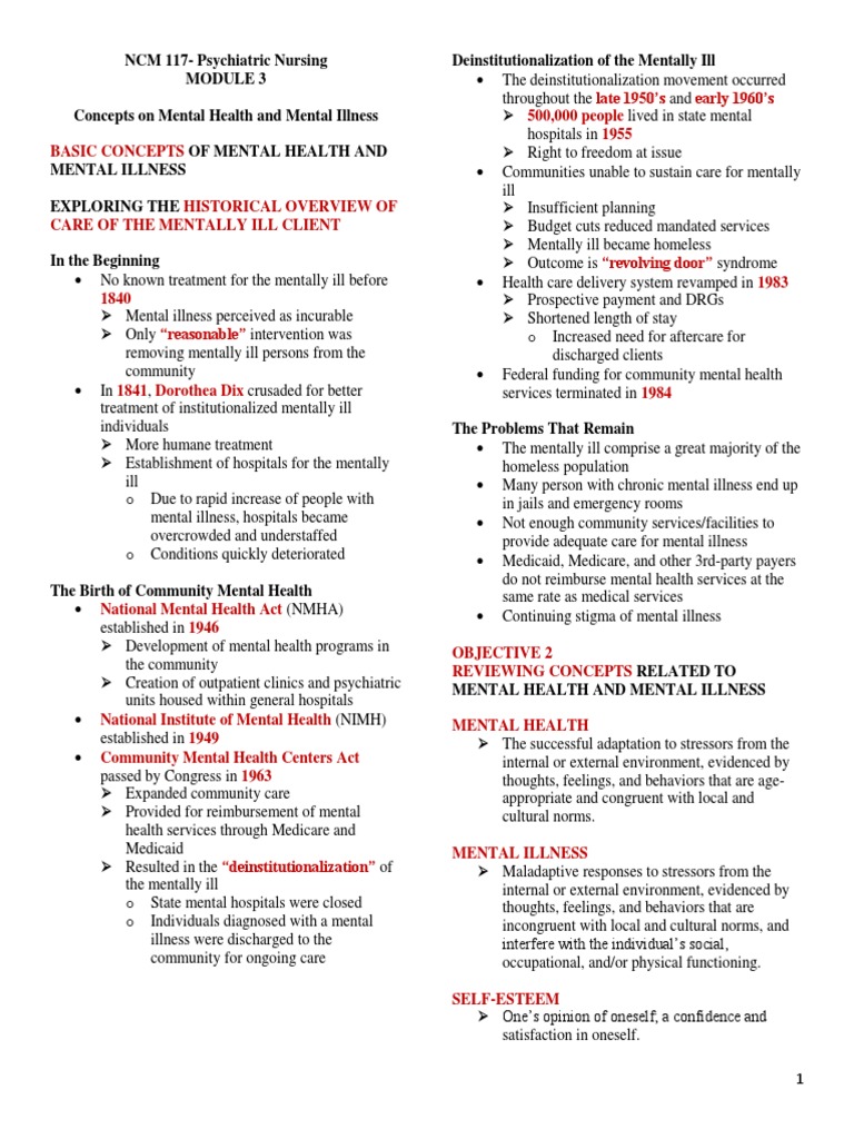 NCM 117 Psychiatric Nursing MODULE 3 | PDF | Mental Disorder | Id