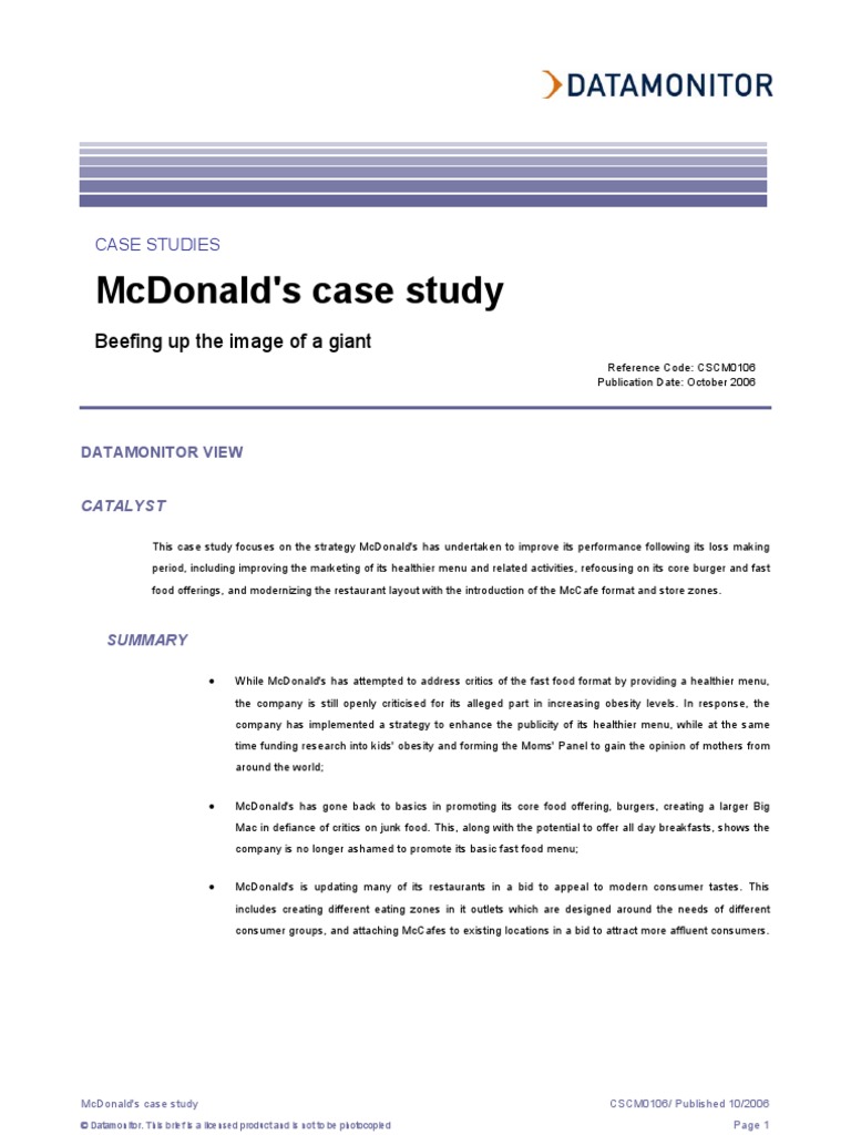 mcdonald's case study questions
