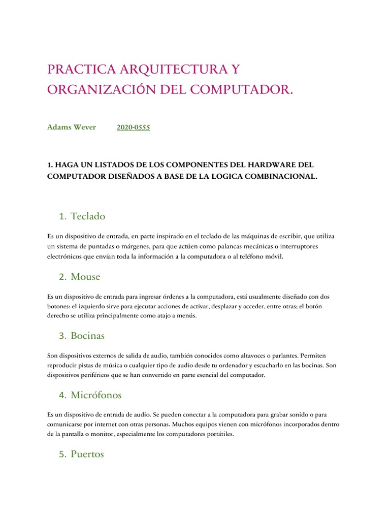 Arquitectura Del Computador Unidad 4 | PDF | Hardware de la computadora ...