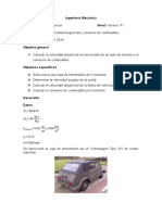 Cálculo velocidad tangencial y consumo combustible auto