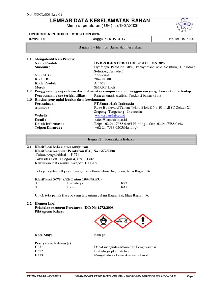 MSDS Hydrogen Peroxide Solution 30 (Indo) PDF