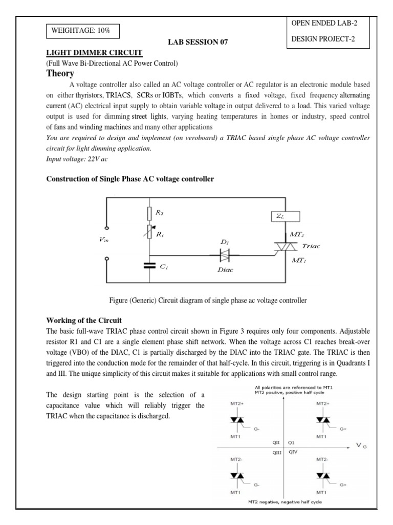 Design Project Triac Based Dimmer Circuit Circuit Diagram
