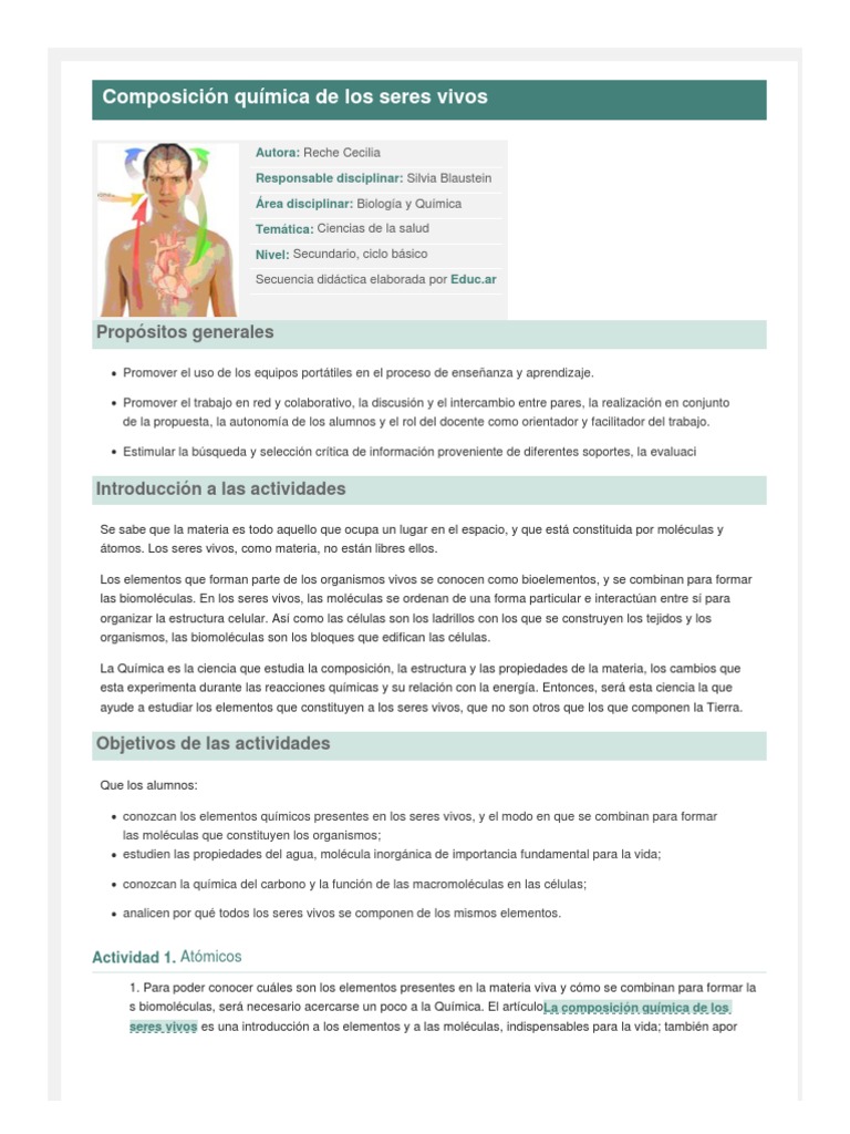 Composición Química de los Seres Vivos | PDF | Organismos | Macromoléculas