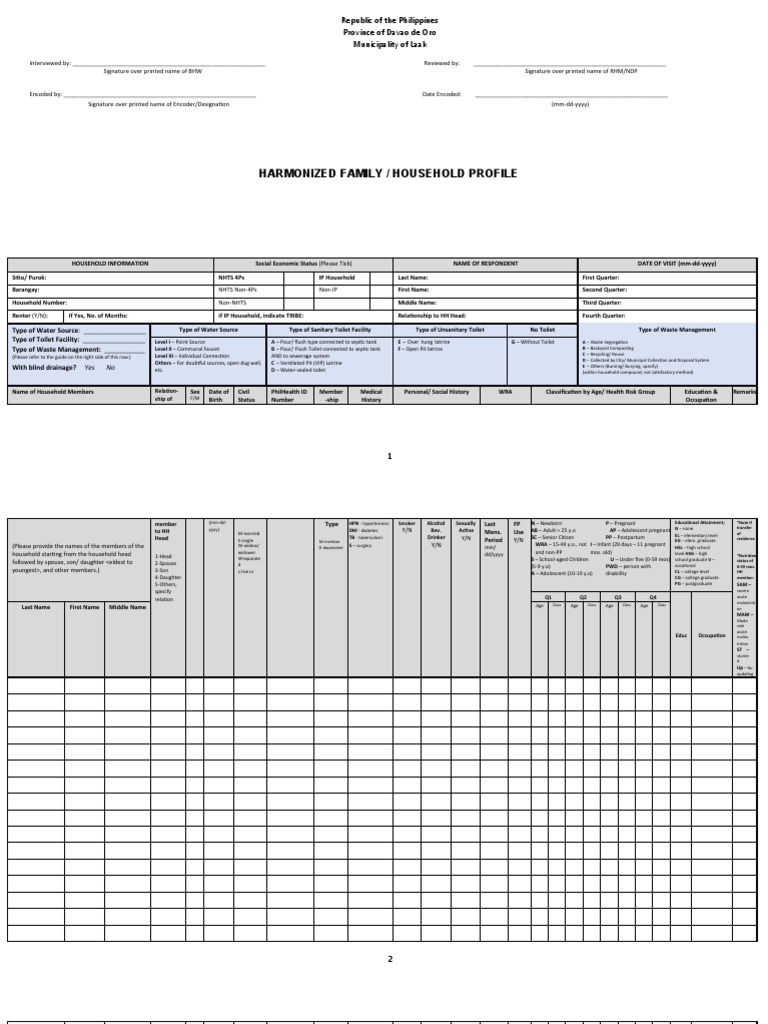 Harmonized Household Profile Form | PDF