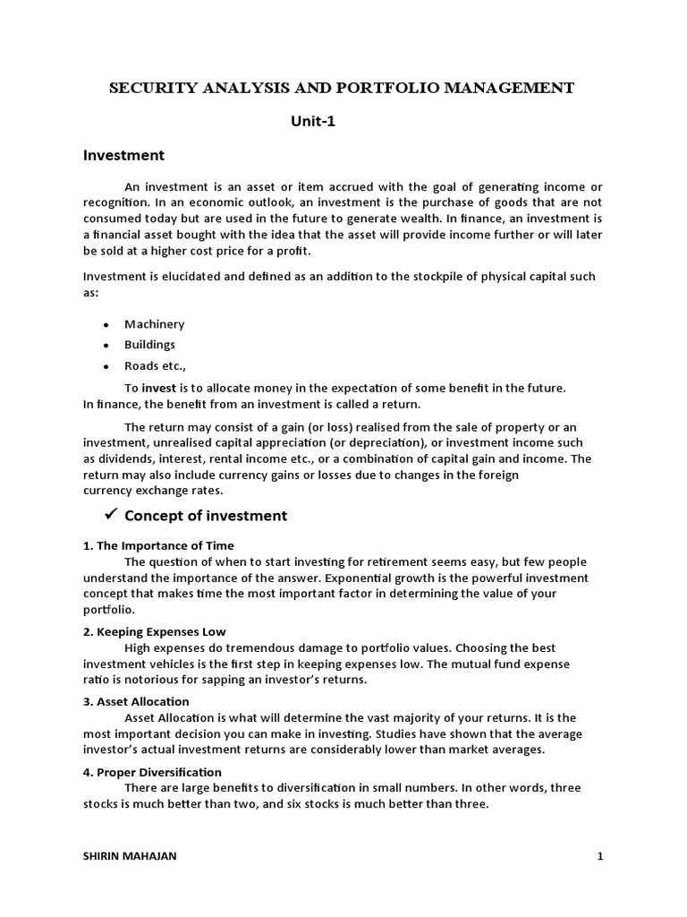 Sapm Notes 1 | PDF | Technical Analysis | Investing