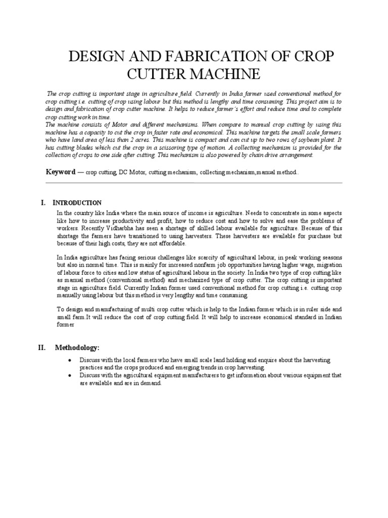 Design and Fabrication of Crop Cutter Machine | PDF | Belt (Mechanical ...
