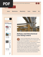 Refinery and Petrochemical Line Sizing Criteria