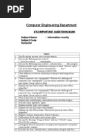 Computer Engineering Department: Gtu Important Questions Bank Subject Name: Information Ecurity Subject Code Semester