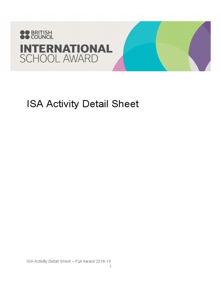 ISA Activity Detail Sheet - Full Award 2018-19 1 | PDF | Learning ...