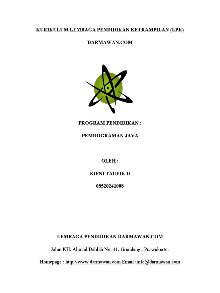 Kurikulum Pemrograman Java LPK Darmawan | PDF