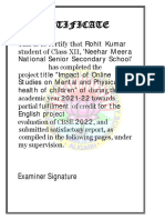Certificate: Examiner Signature