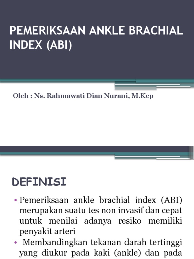 Pemeriksaan Angkle Brachial Index (Abi) 6 | PDF