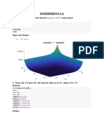 Experiment 3-A: 1. Draw The Surface of The Function Using Ezsurf. Solution