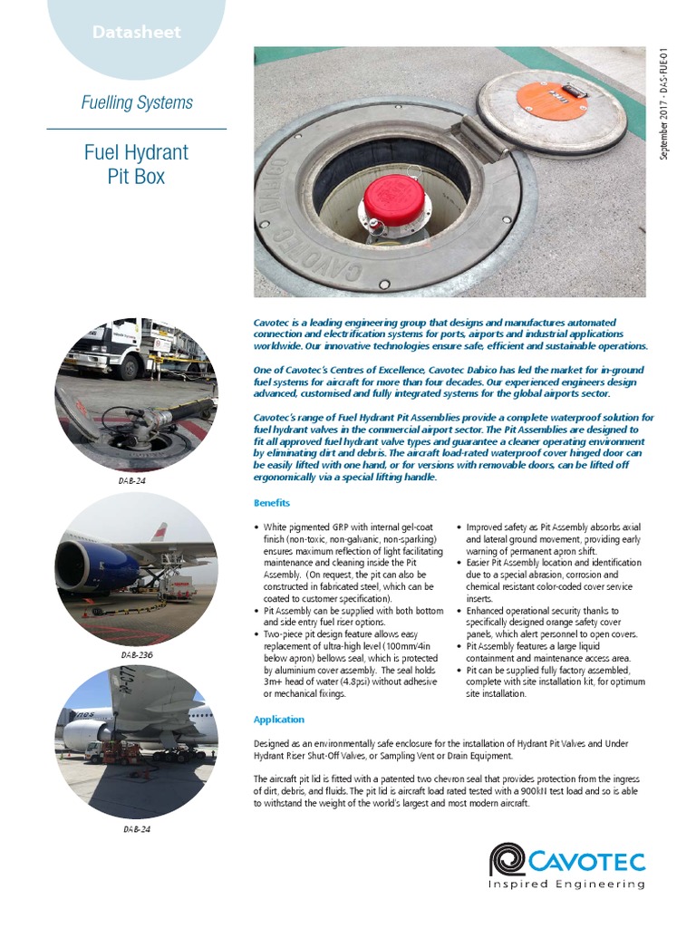 DS Fuelling Fuel Hydrant Pit Box PDF Pipe (Fluid Conveyance