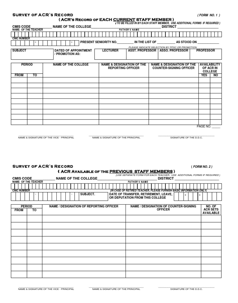 Survey of Record of Acr-Wrkg | PDF | Academia