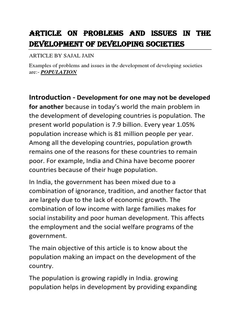 Article On Problems and Issues in The Development of Developing ...