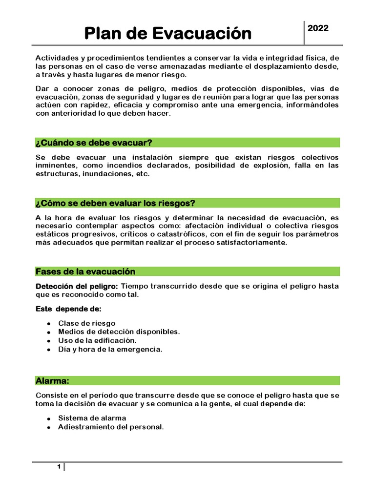Plan de Evacuación 2022 | PDF | Evacuación de emergencia