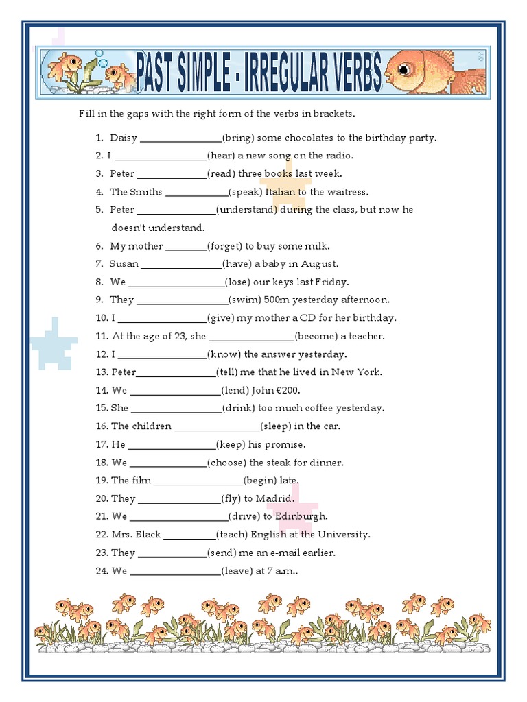Verb Forms Exercise With Answers Pdf Language Arts Discipline Art