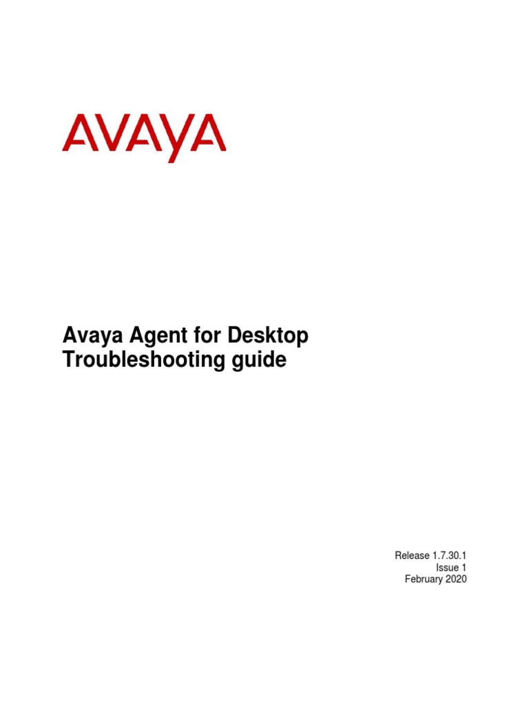 Avaya Agent For Desktop Troubleshooting Guide - v2 - Release - 1 - 7 ...
