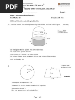 1 A Container Is Made From A Hemisphere On Top of A Cylinder, As Shown in The Diagram