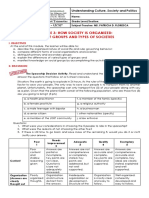 Module 3 UCSP: HOW SOCIETY IS ORGANIZED: TYPES OF GROUPS AND TYPES OF SOCIETIES