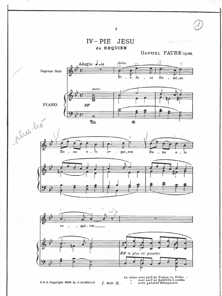 Pie Jesus Requiem Gabriel FAURE PDF