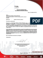 Carta de Comunicación Cambio de Horario - Alcantara Perez Luciano Renato