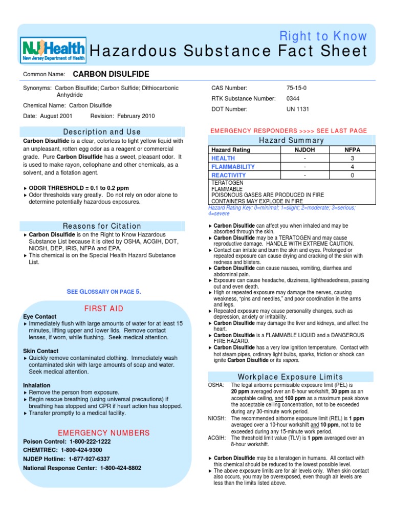 Hazardous Substance Fact Sheet Right To Know PDF Personal