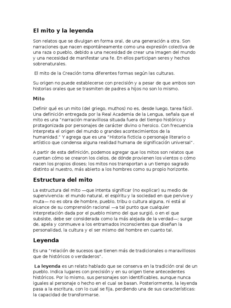 Diferencias Entre Mito Y Leyenda Cuadros Comparativos Cuadros