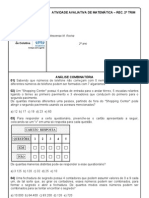 Avaliação de Matemática com 25 questões