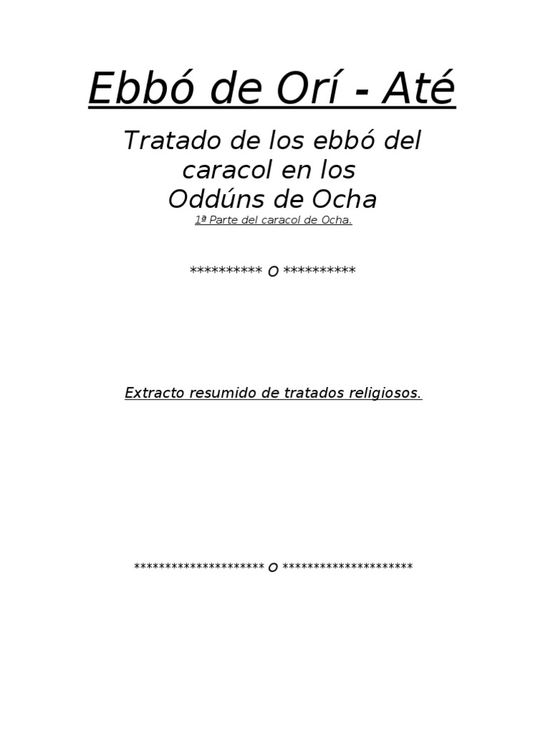 EBBÓ ORIATÉ | Santería | Religión y creencia