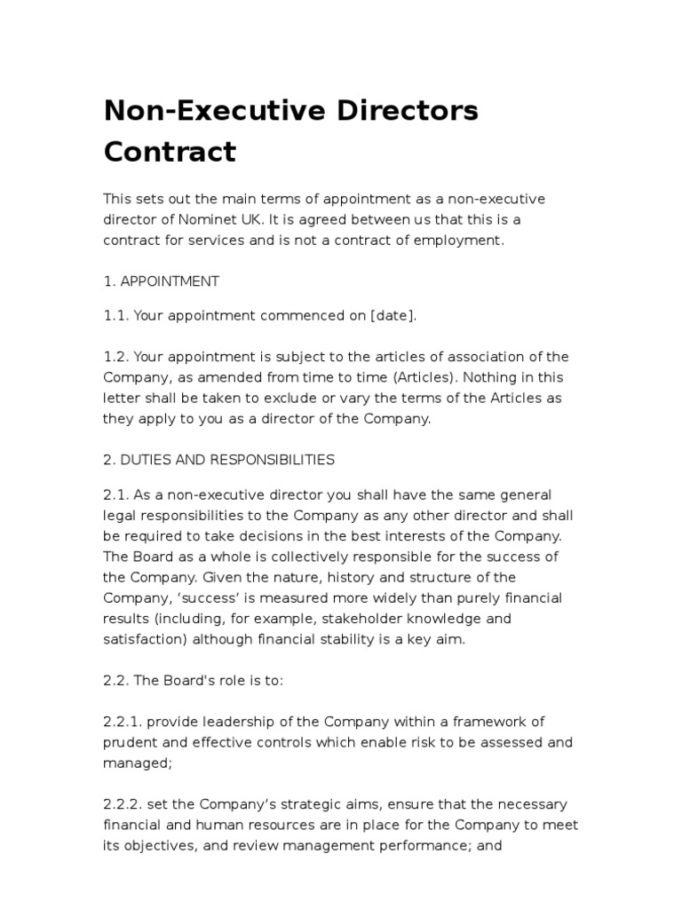 NonExecutive Directors Contact PDF Board Of Directors