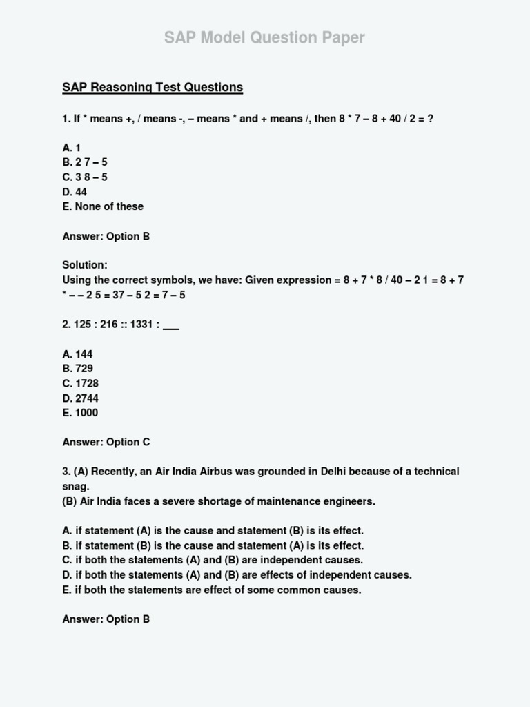 SAP Model Question Paper and Solutions | PDF | Pointer (Computer ...
